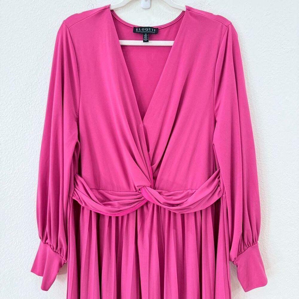 Eloquii Women's Twist Front Dress in a Magenta Pink Knee Length Women's 20 - Picture 3 of 12